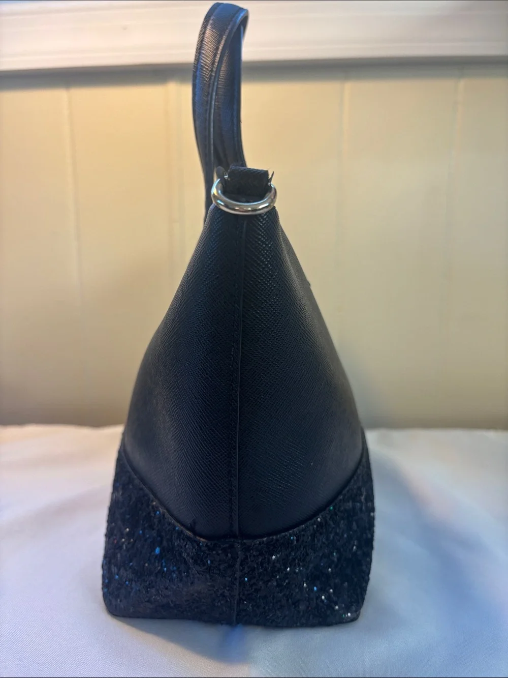 EUC Kate Spade Greta Court Ina Glitter Satchel Crossbody Bag Black